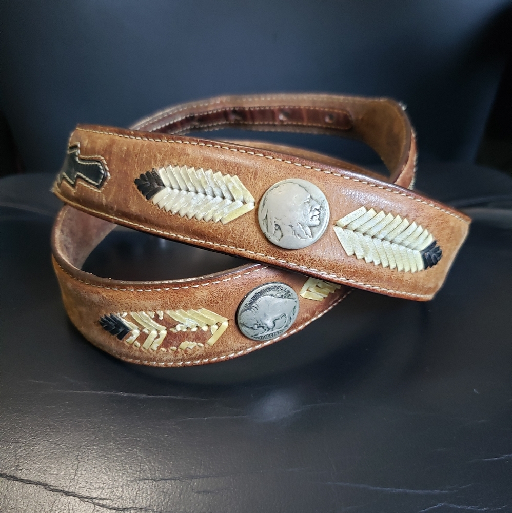 Silver Creek genuine leather southwest brown belt